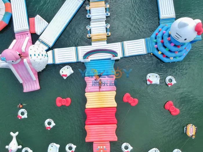 Inflatable Fun Island Waterpark For Beach Fun